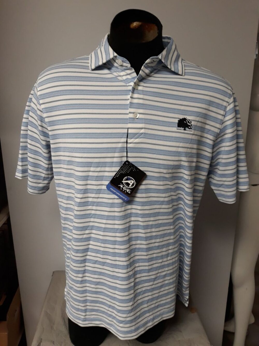 Ahead USA Company  Men's Golf Shirt White  Blue White Size S NEW WITH TAGS!